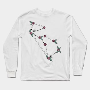 Lupus (Wolf) Constellation Roses and Hearts Doodle Long Sleeve T-Shirt